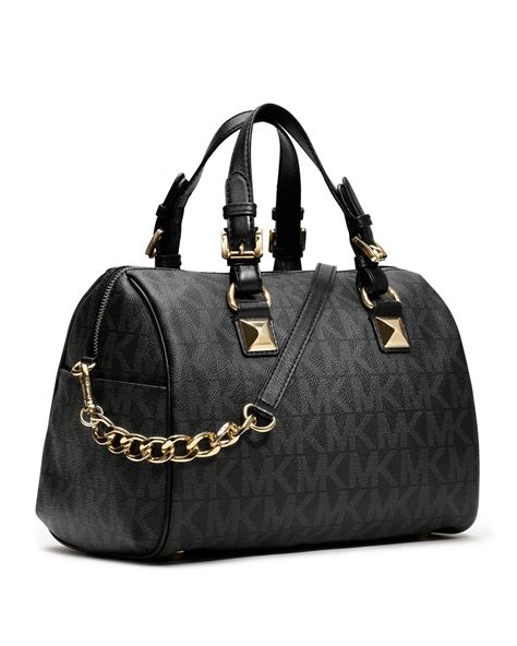 michael kors grayson medium satchel mirror metallic in black|Michael Kors maple small satchel.